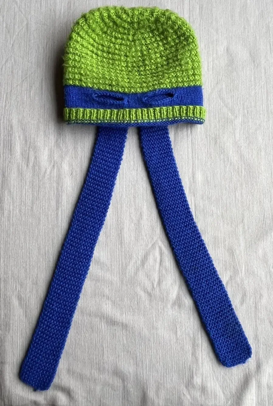 Andes Gifts Ninja Turtle Mask Beanie Hat Green Blue Alpaca Blend Handmade OS
